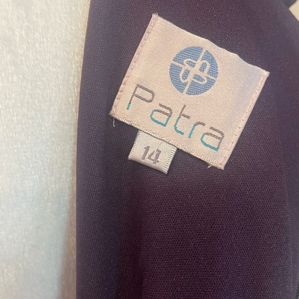 Patra Purple Satin Cowl Neck Beaded Ruched Evening Gown Size 14 - Picture 7 of 9